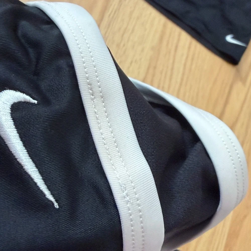 Nike Black Swim Top with White Swoosh and Trim